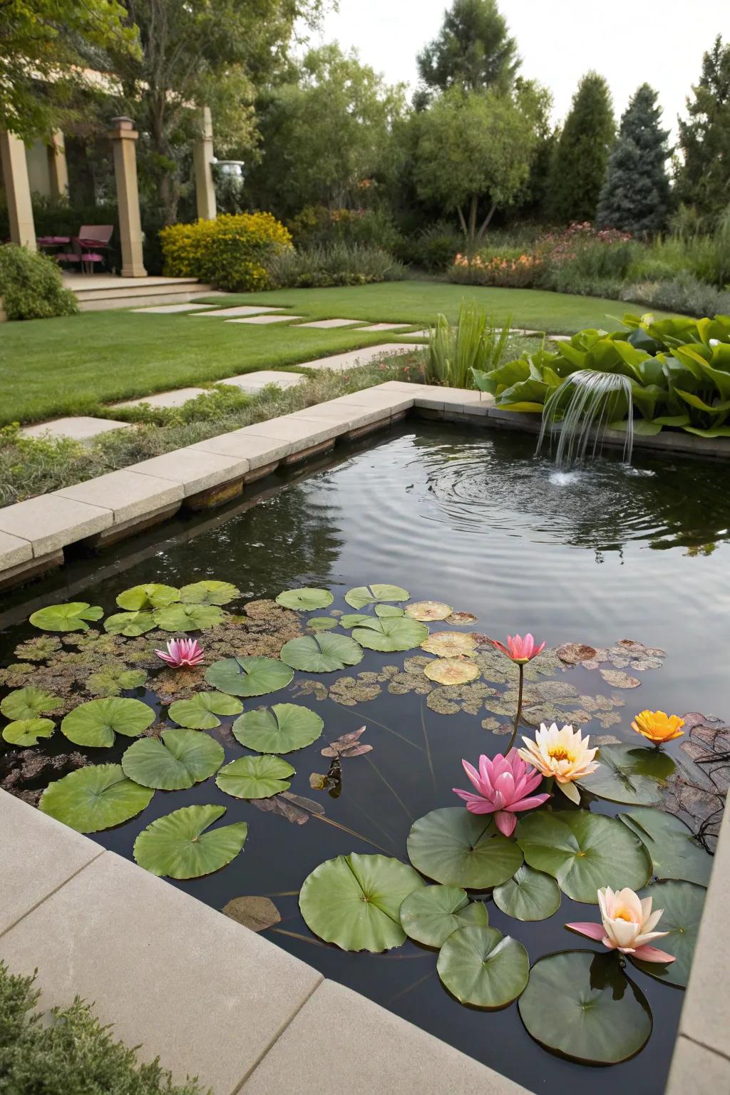 Aquatic plant displays add vibrancy and life to water features.