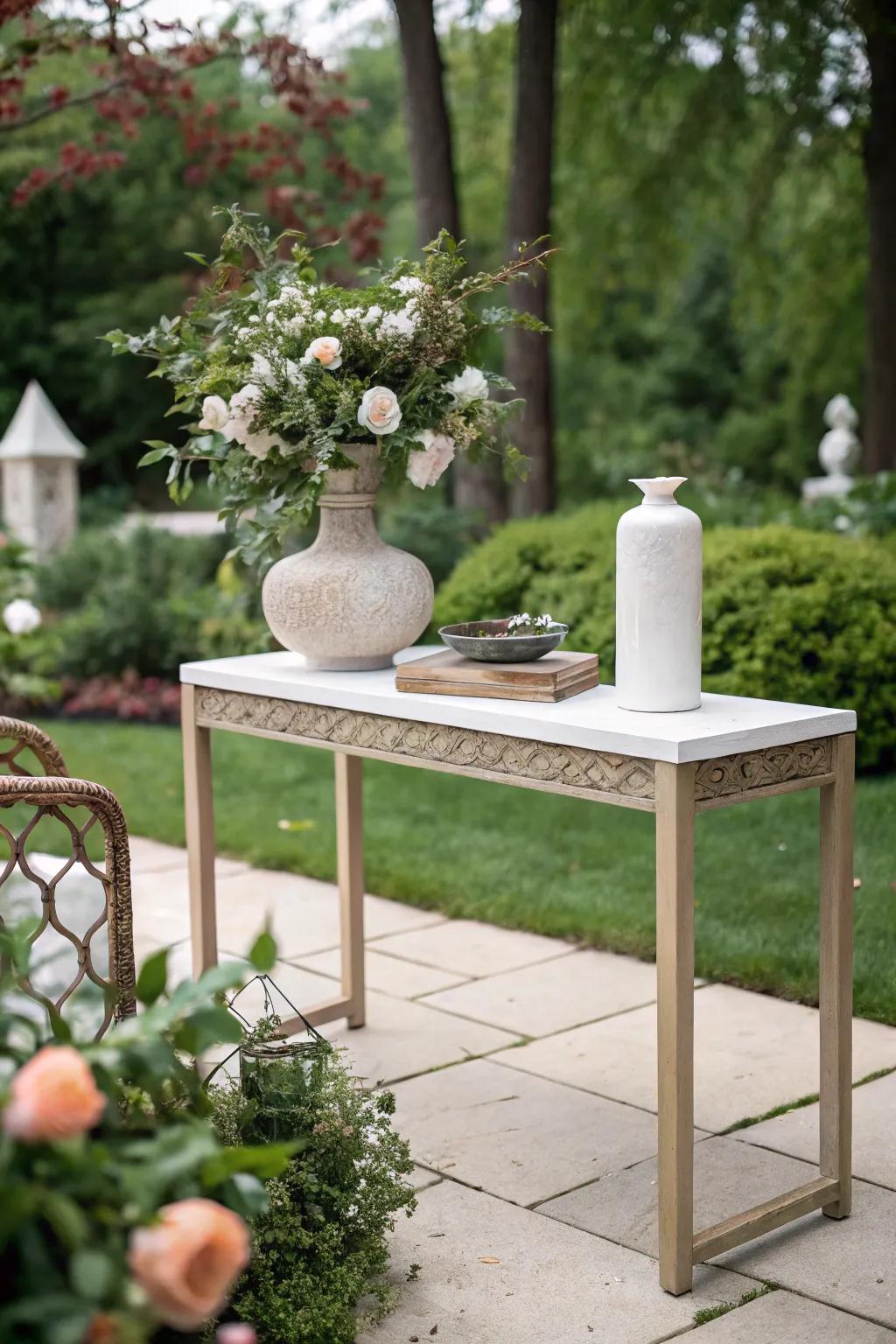 Minimalist elegance with a single standout piece on the console table.