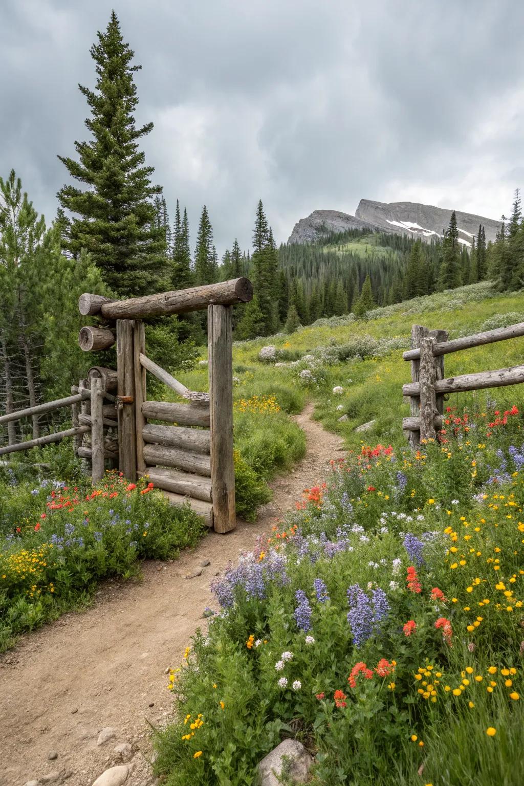 A log gate that harmonizes with its natural surroundings for a seamless look.
