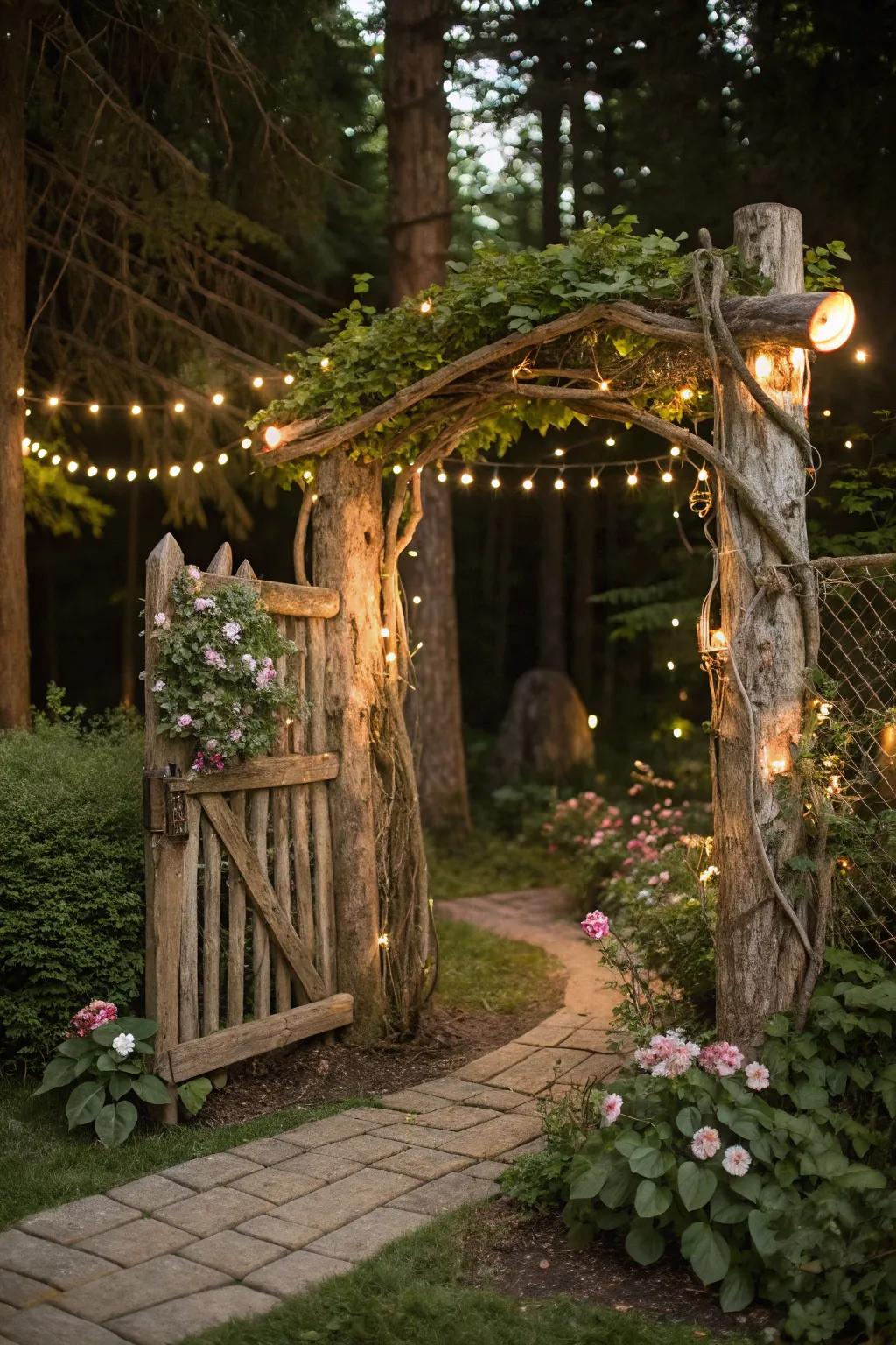 A whimsical woodland path sets a magical tone for your entrance.