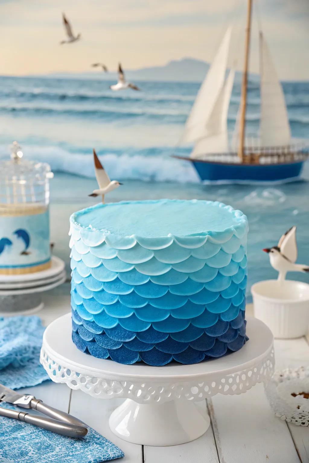 This wave-inspired cake is sure to captivate your guests.