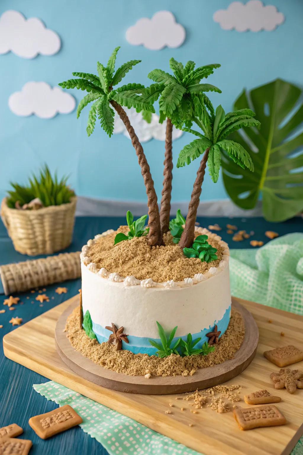 Bring the tropics to your party with this delightful palm tree cake.