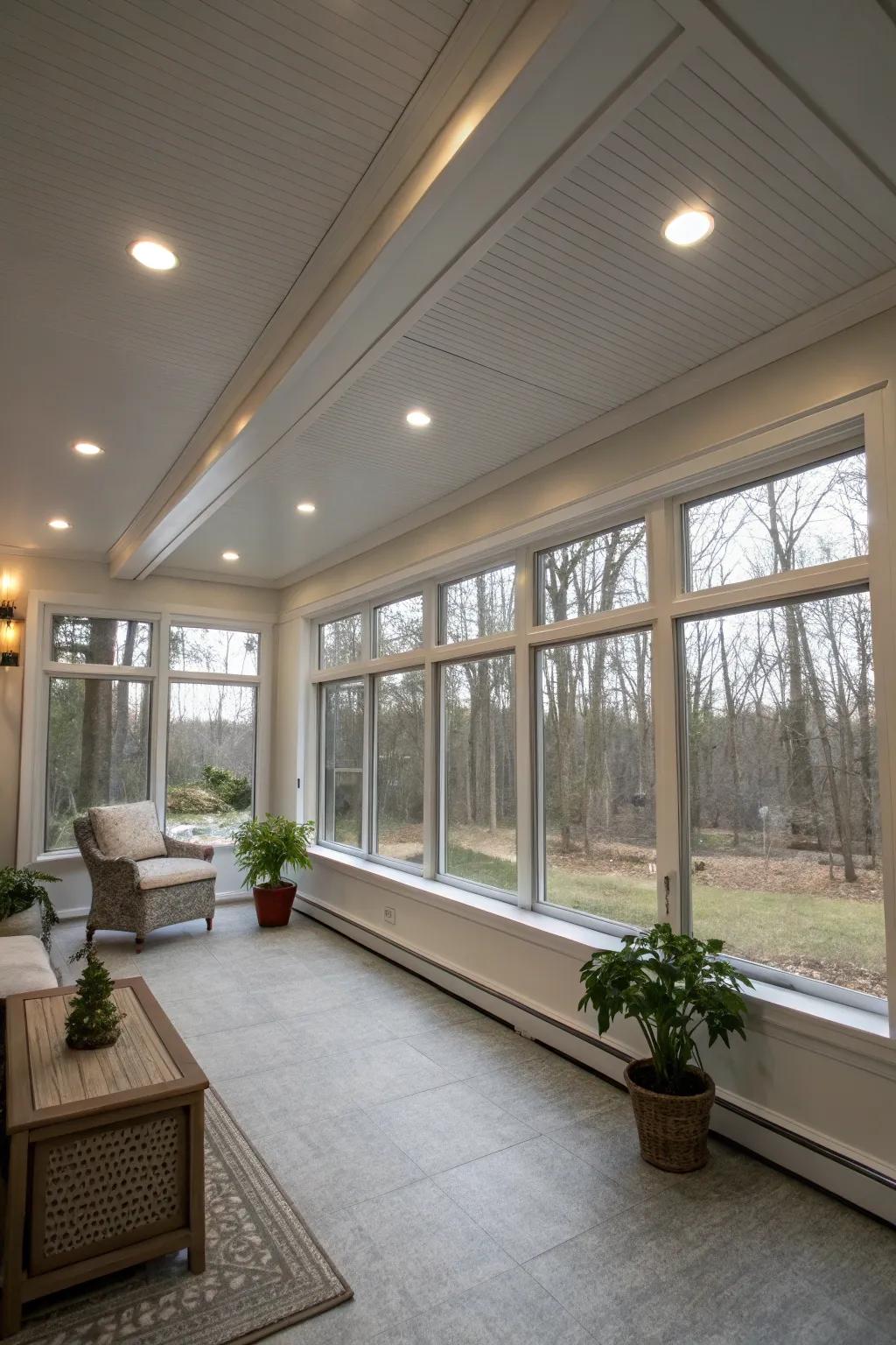 Recessed lighting keeps things sleek and modern.