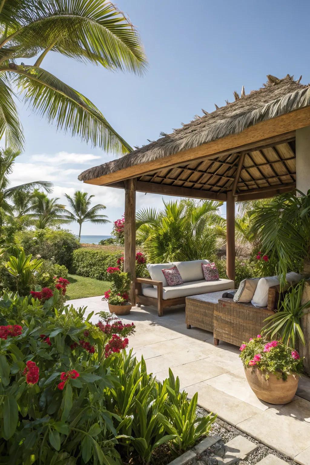 A palapa adds a tropical vibe to your patio space.