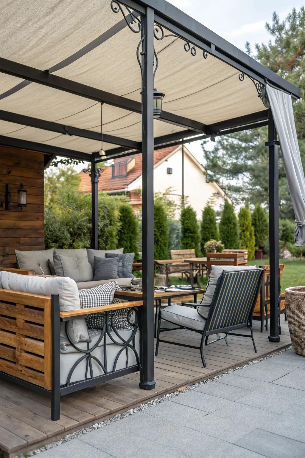 Combining materials creates a diverse and visually appealing patio cover.