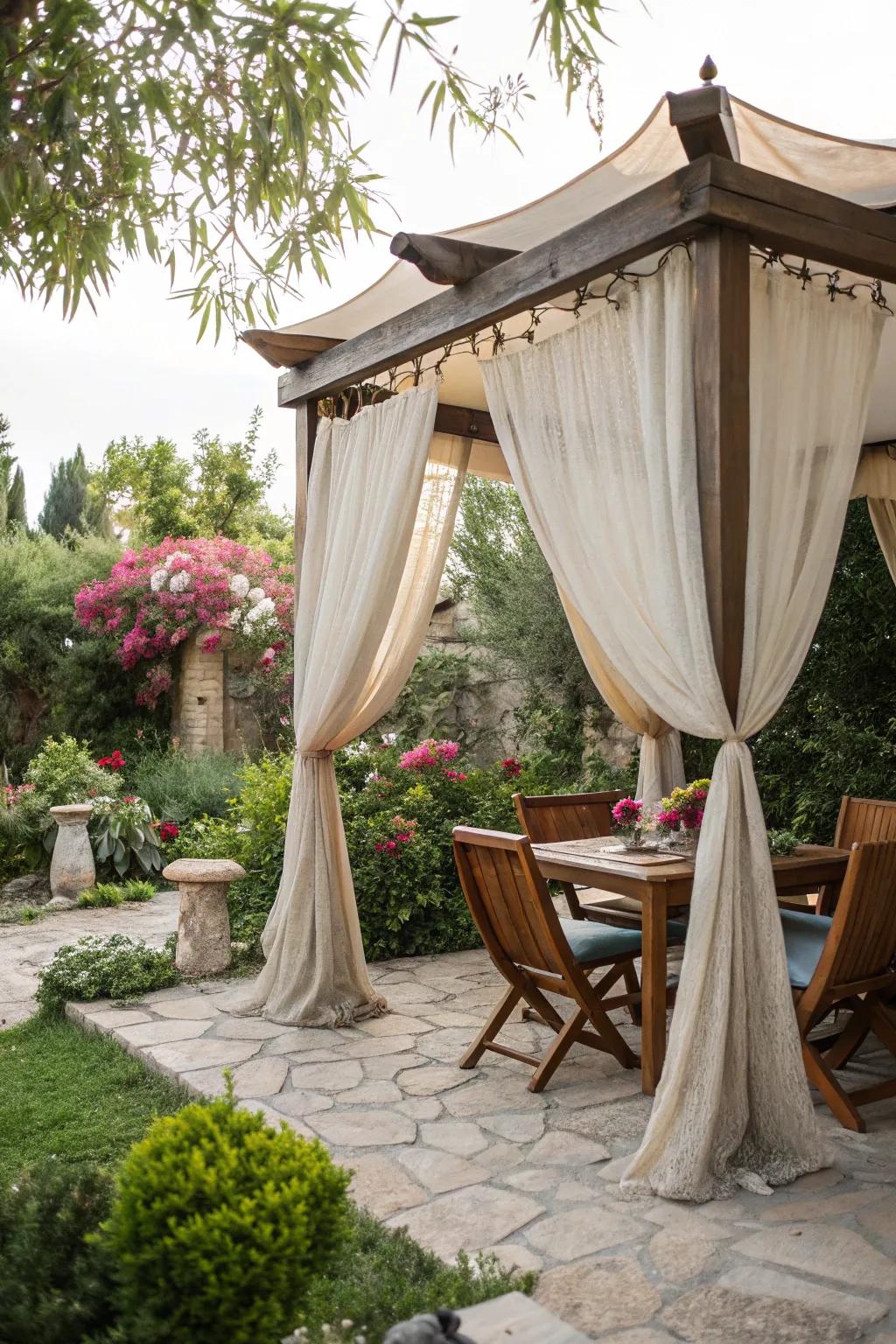 Curtains add softness and privacy to your patio space.