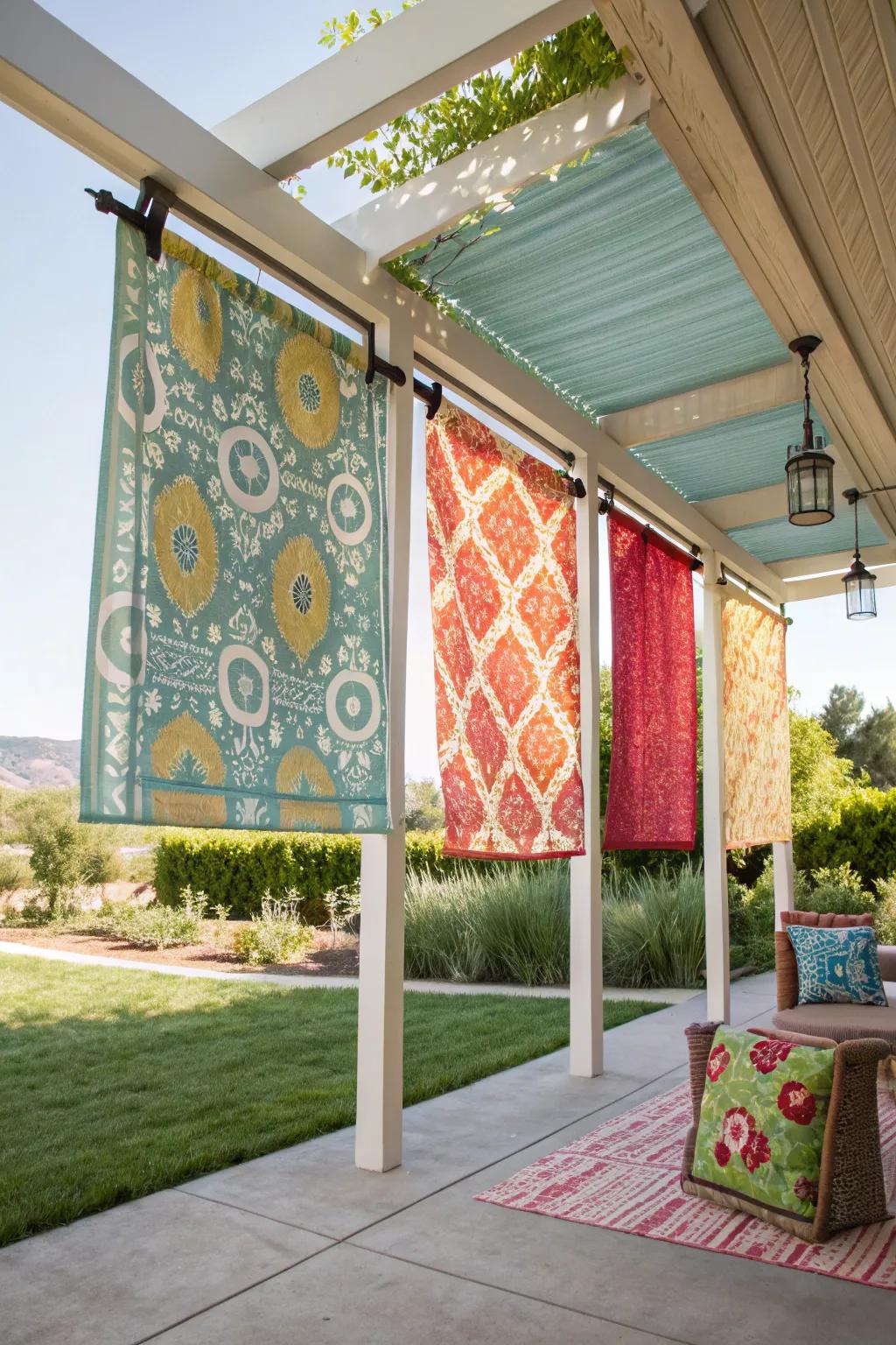 Fabric shades allow you to personalize your patio cover with style.