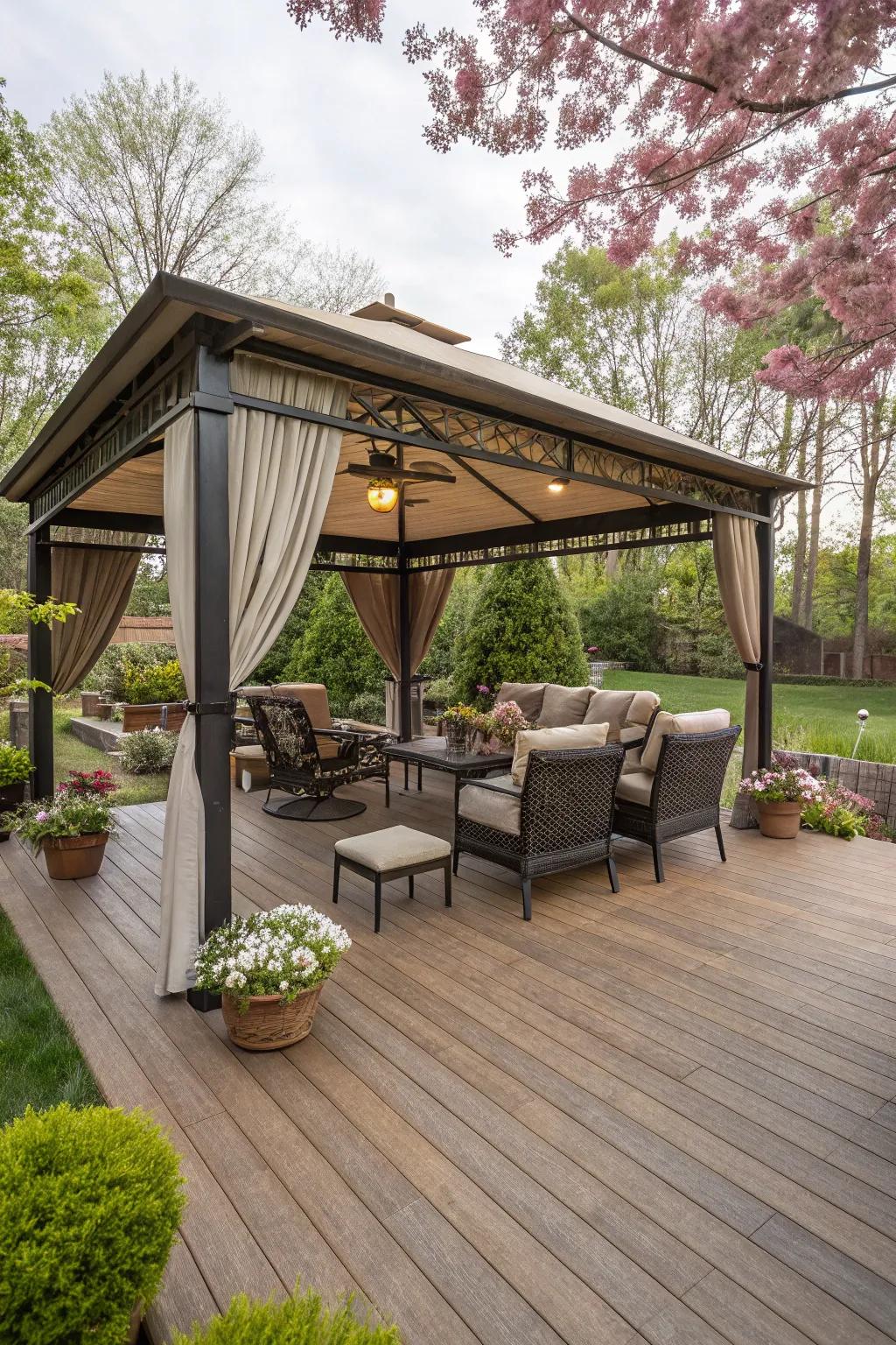 A pavilion-style cover is perfect for hosting and entertaining outdoors.