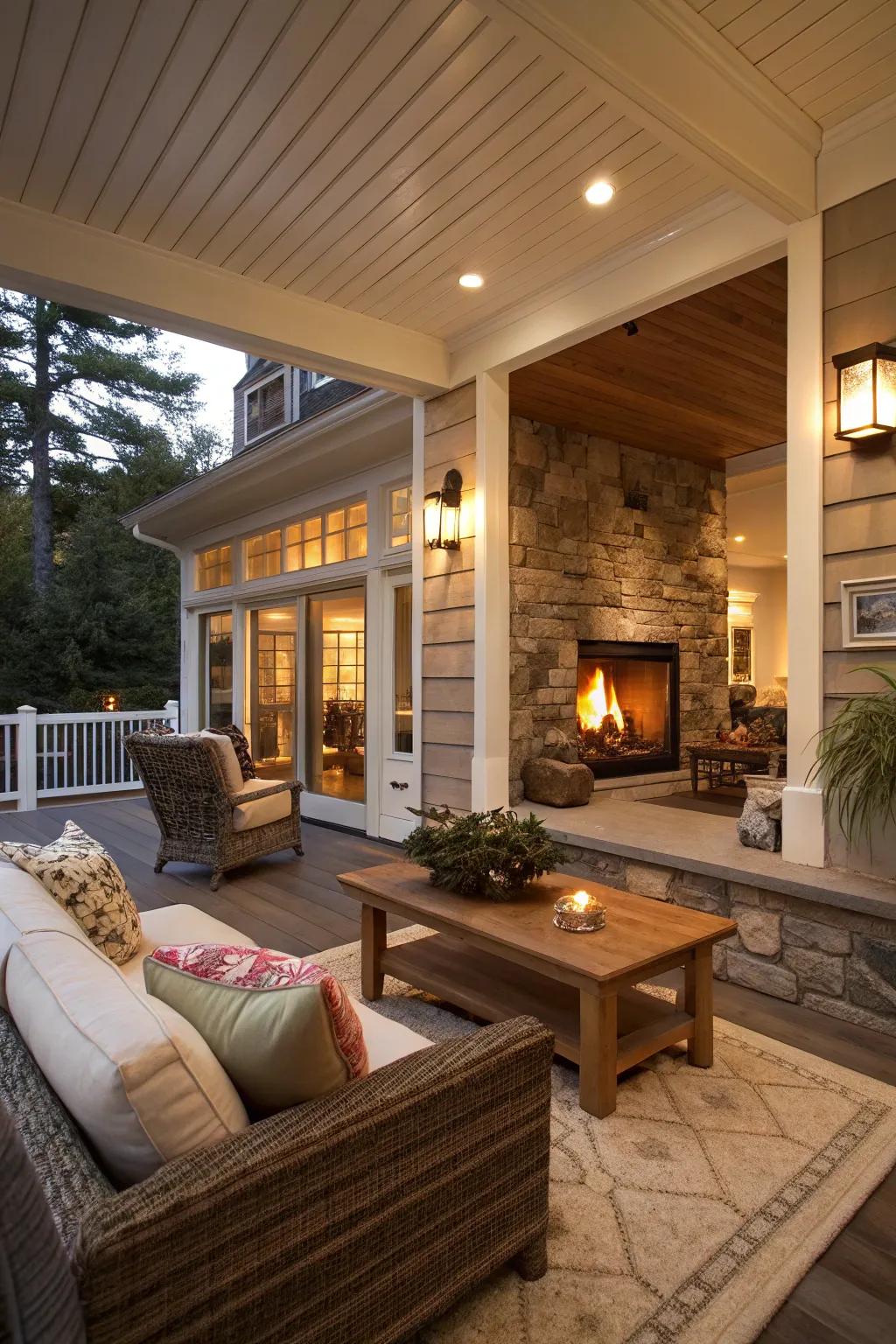 Achieve a seamless indoor-outdoor transition with matching decor.