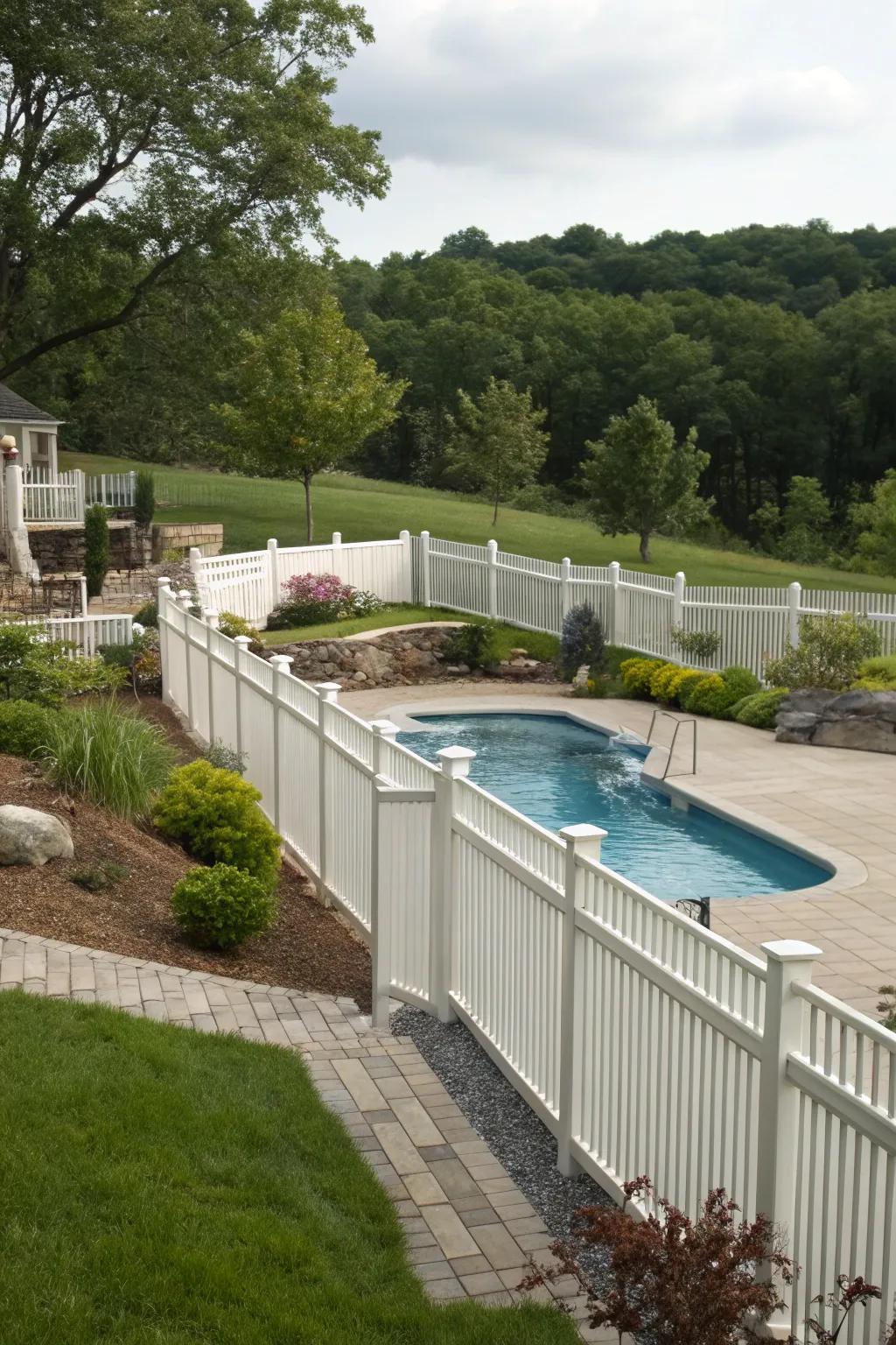 Multi-height fencing adapts beautifully to varied landscapes.