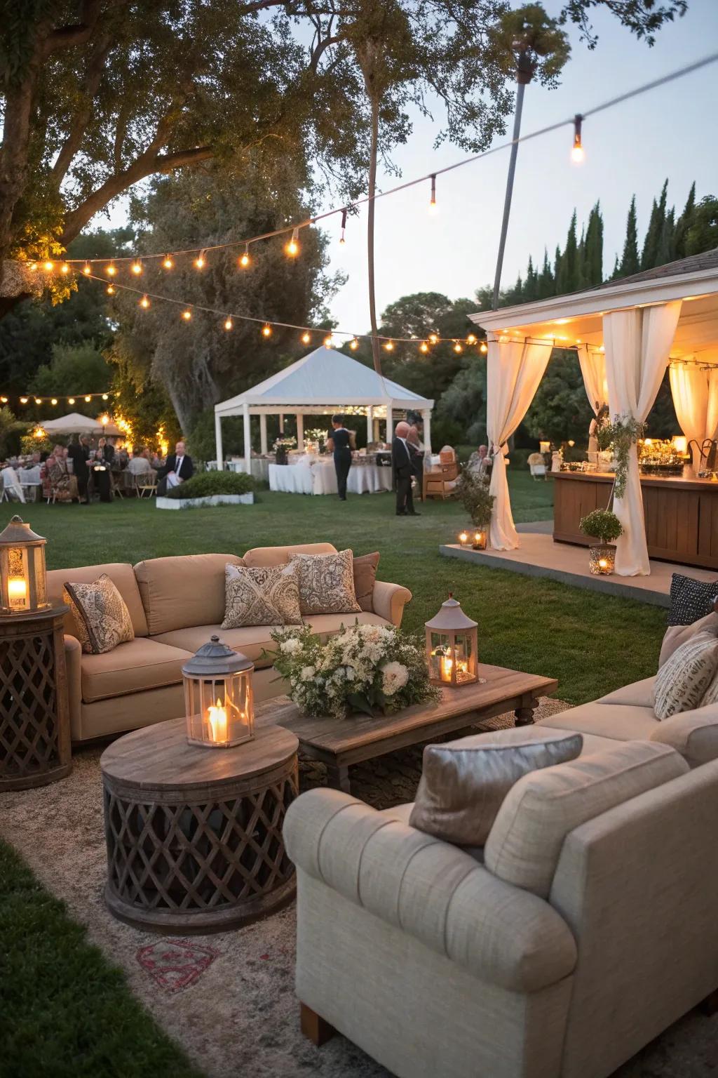 A cozy lounge area encourages relaxation and mingling.