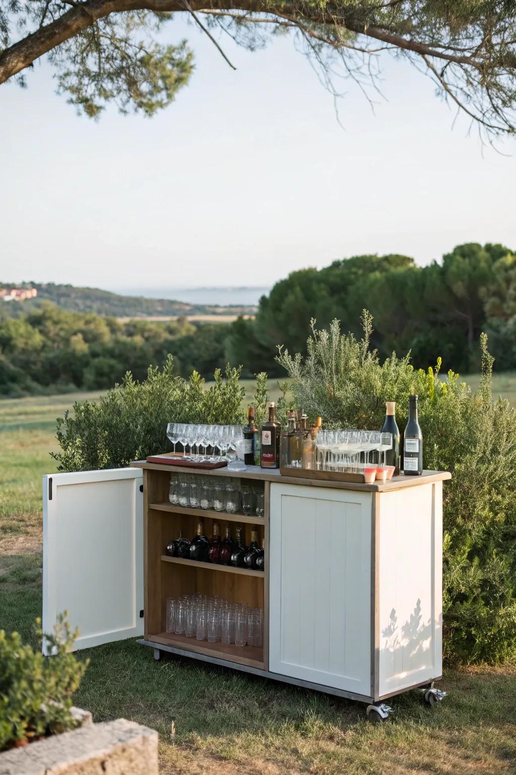 Portable mini bars offer flexibility and convenience for guests.
