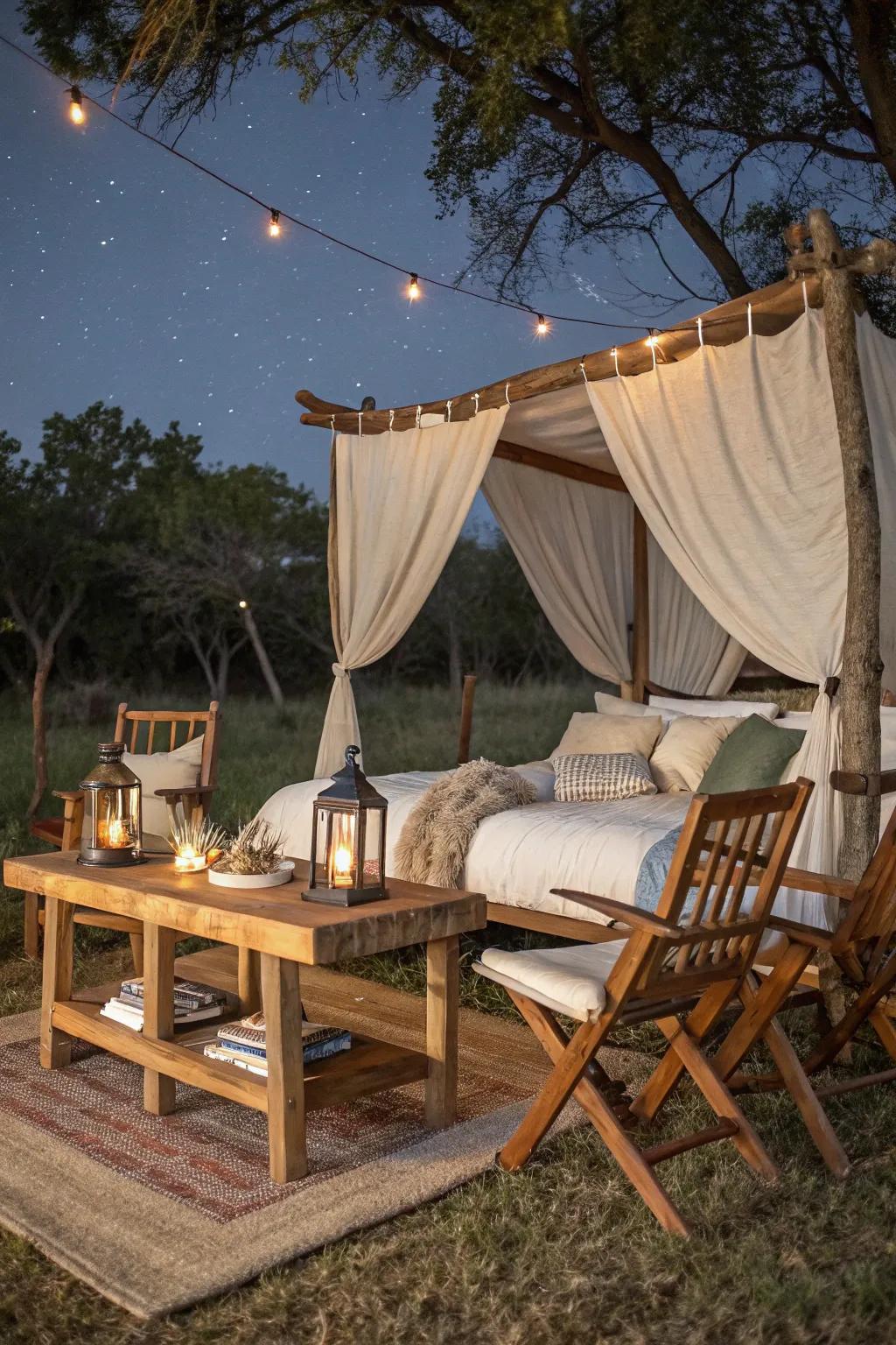 Add a personal touch to your glamping site with DIY furniture ideas.