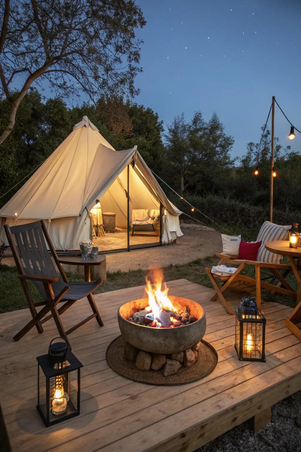 Gather around a cozy fire pit for warm and smoke-free evenings.