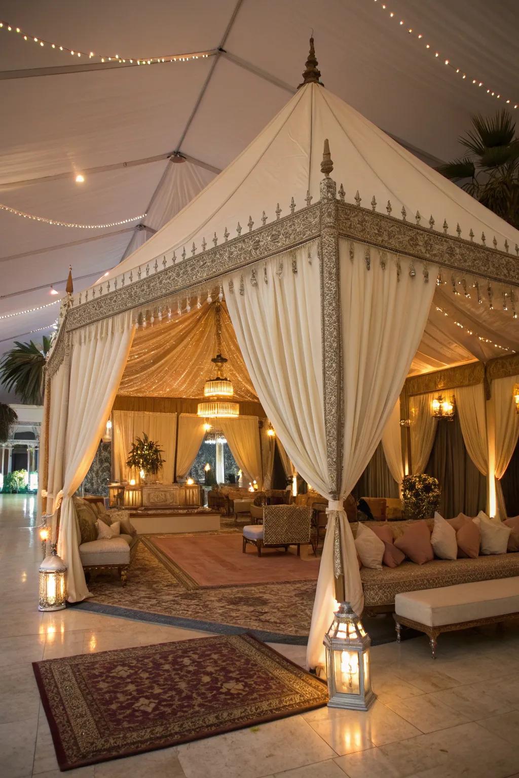 A spacious luxury tent is the foundation of a perfect glamping experience.