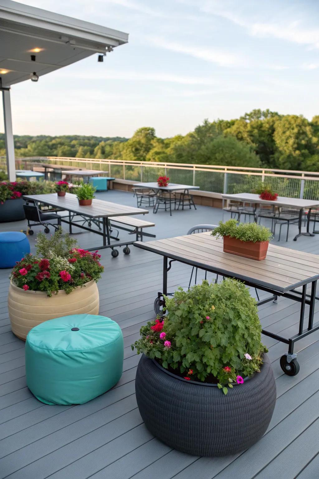 Movable accessories provide versatility and adaptability in outdoor spaces.