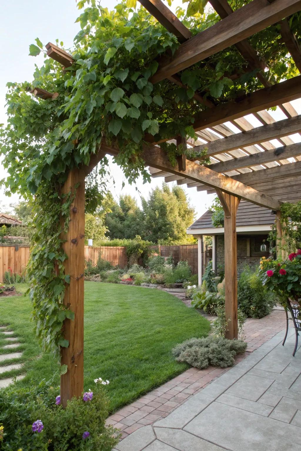 Vertical gardens maximize greenery in compact outdoor spaces.