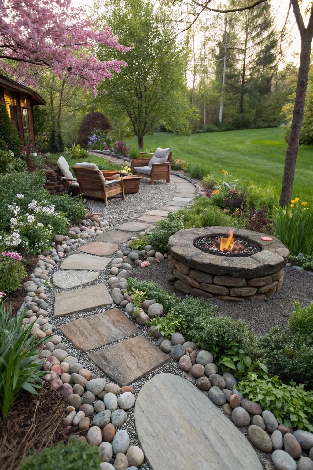 Guide your guests with stunning pathways to the fire pit.