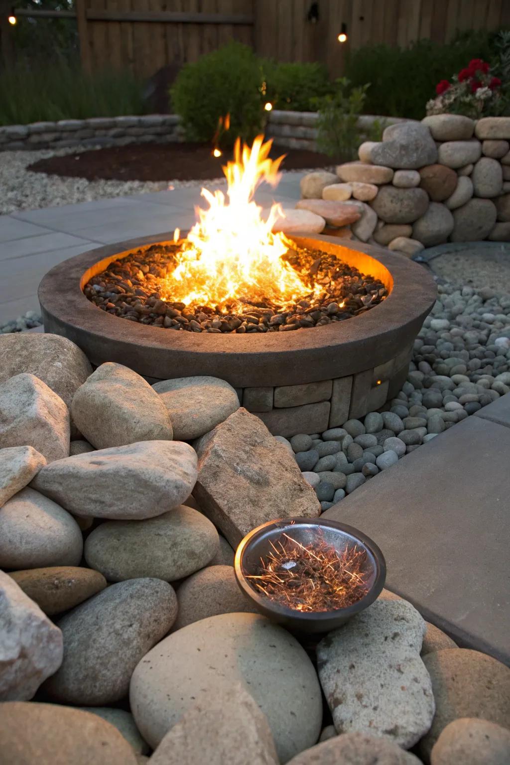 Fire glass adds a dazzling effect to any fire pit.