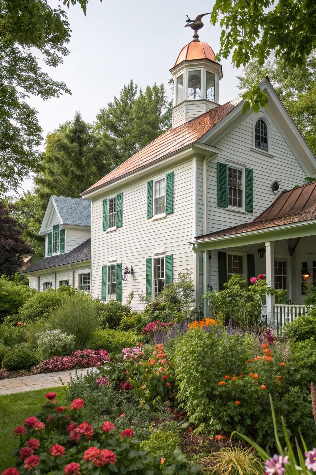 A gleaming copper cupola that ages beautifully over time.