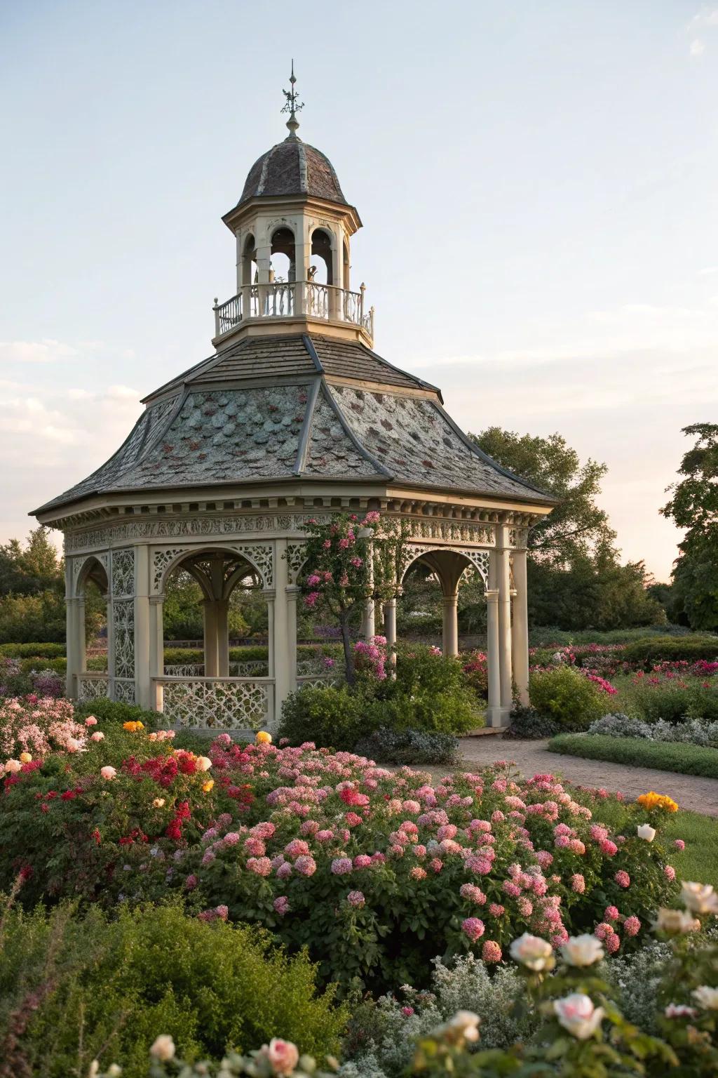 A bell-shaped cupola adds playfulness and charm.