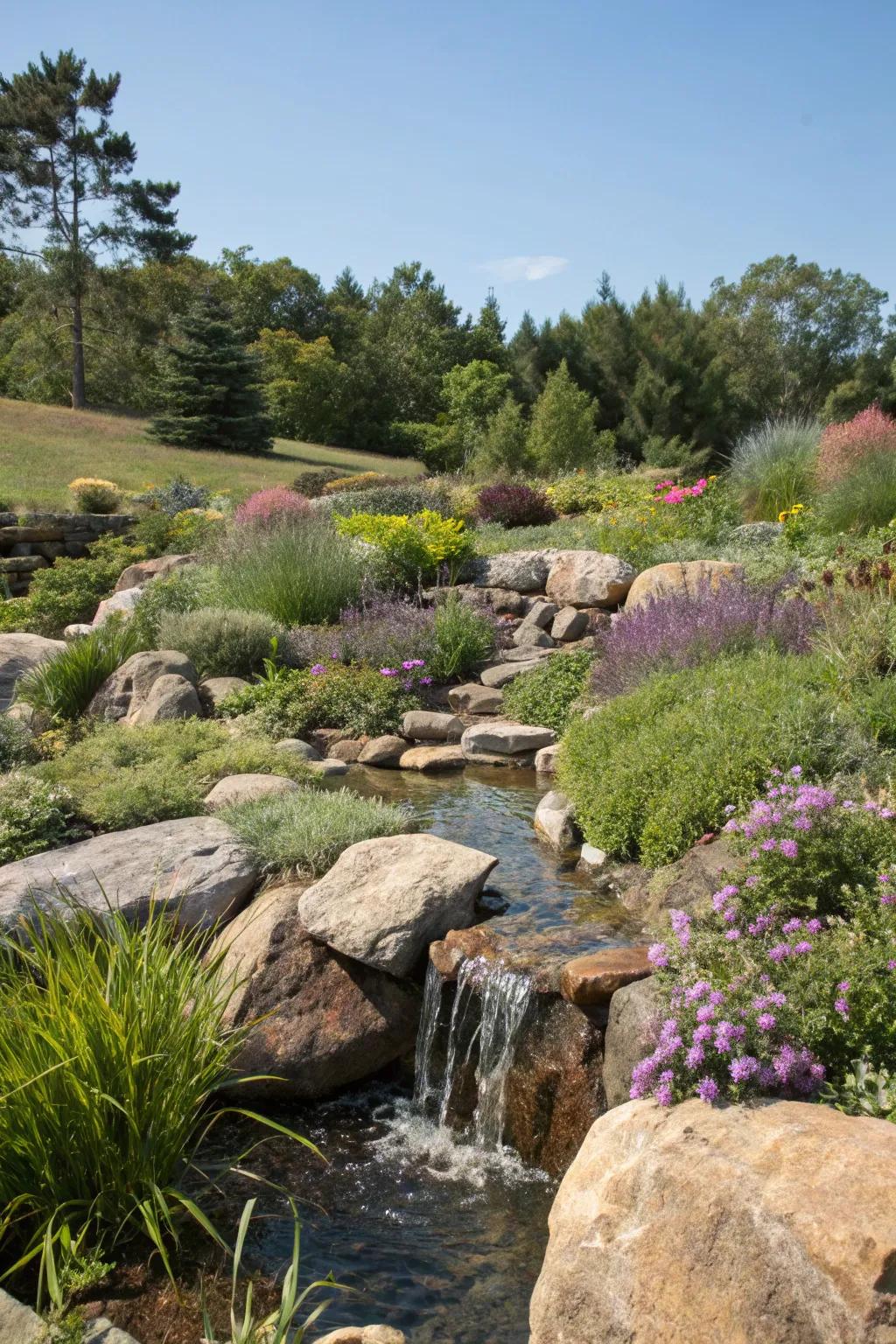A rockery that attracts and supports local wildlife.