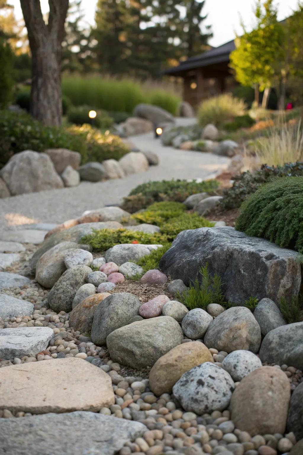Local stones creating harmony with the environment.