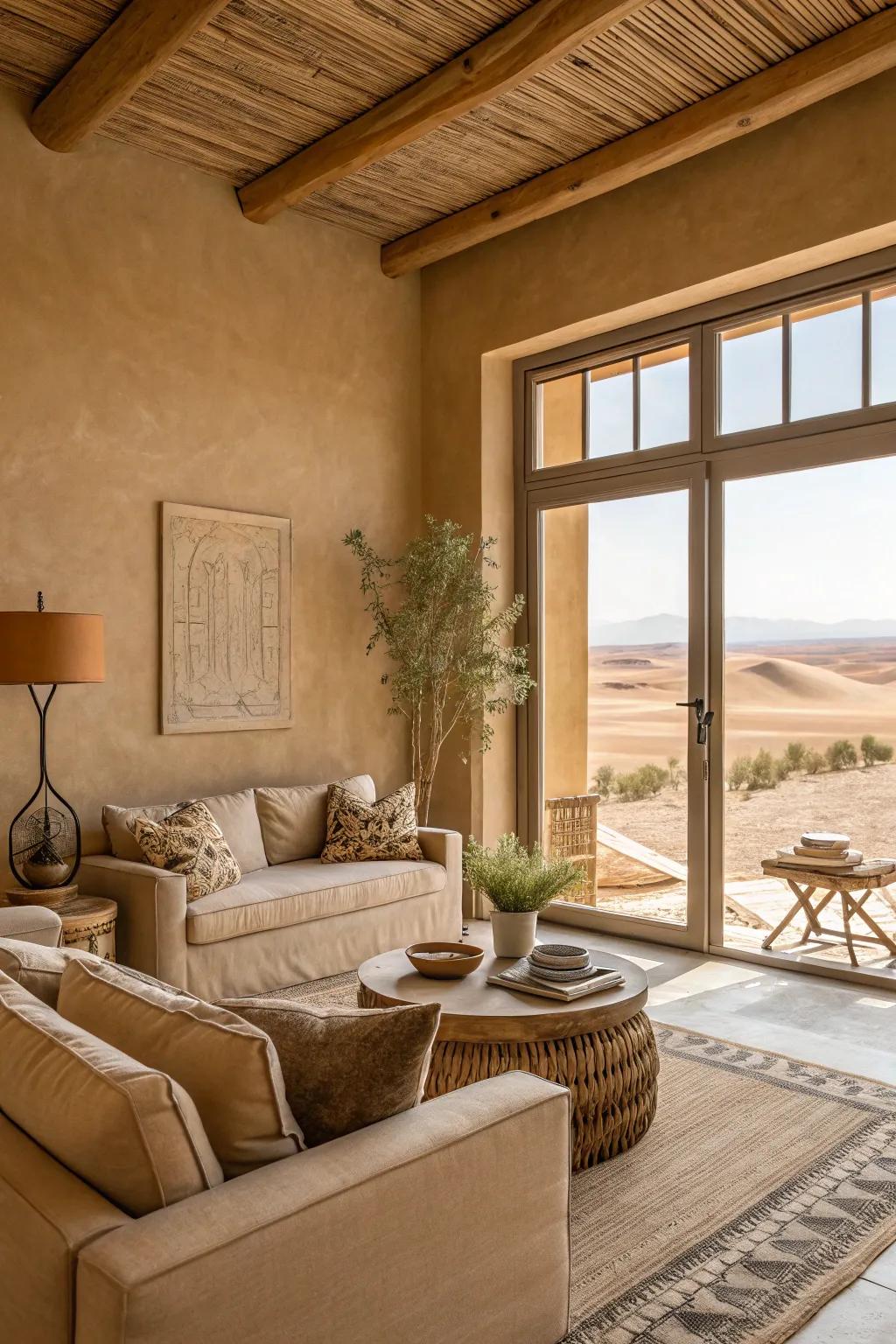 Earthy tones enhance the natural feel of the home.