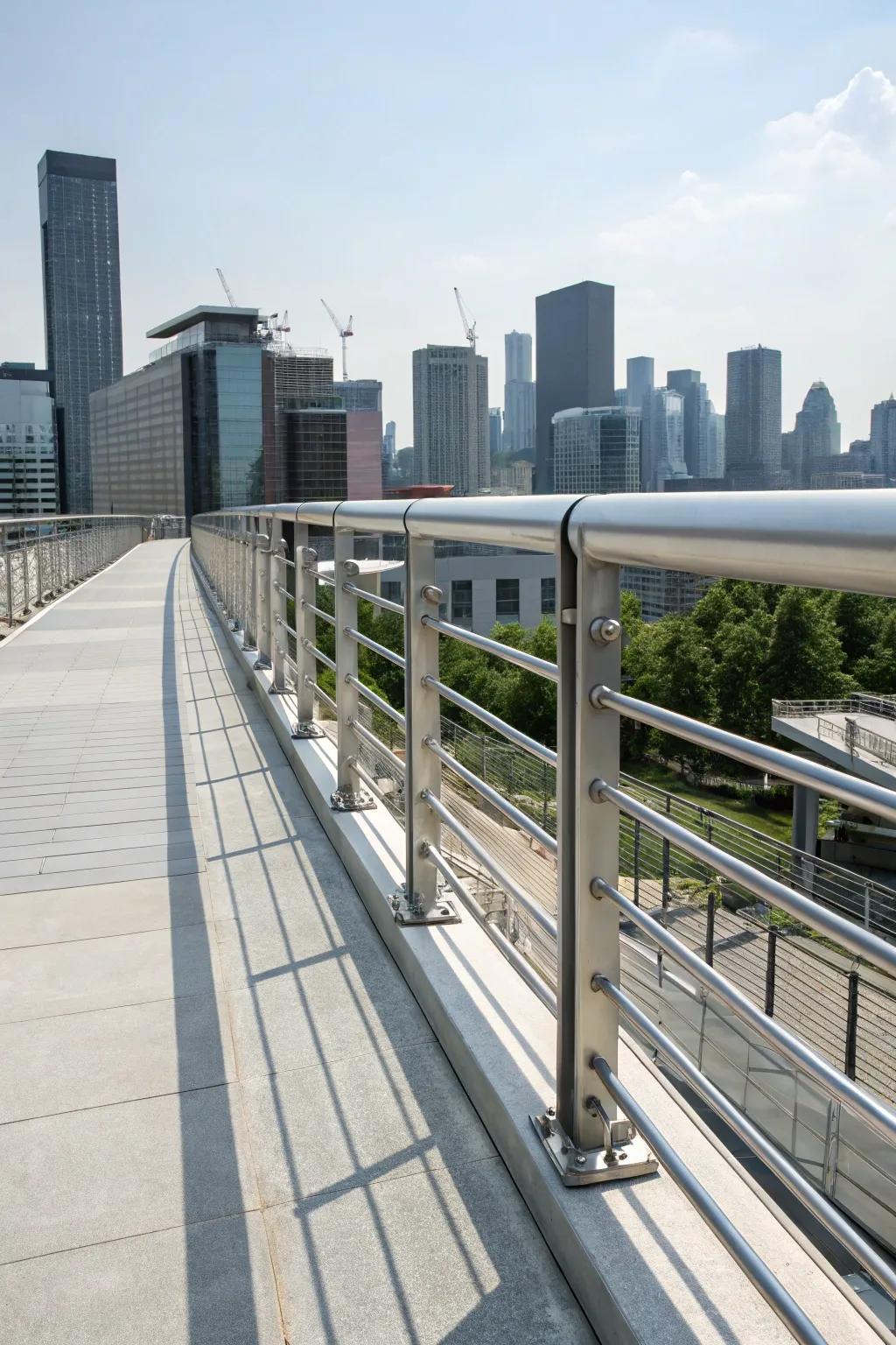 Industrial pipe railings add an urban edge.