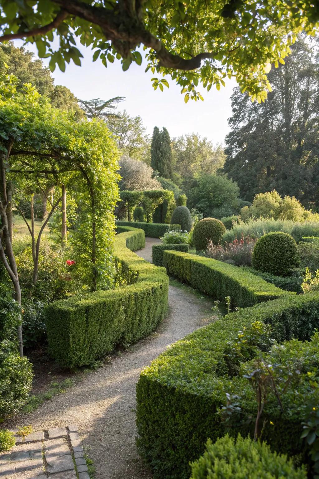 Natural borders provide privacy while maintaining a soft aesthetic.