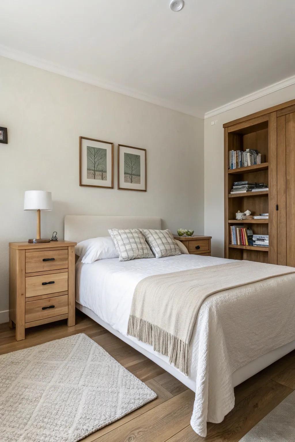 A minimalist design enhances space and tranquility.