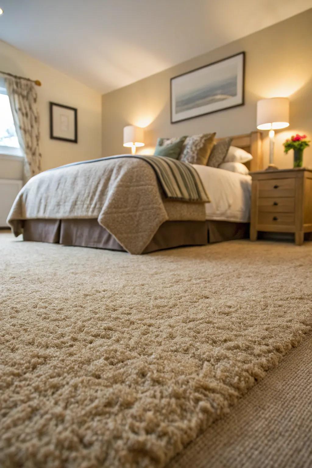 A soft carpet provides warmth and comfort.