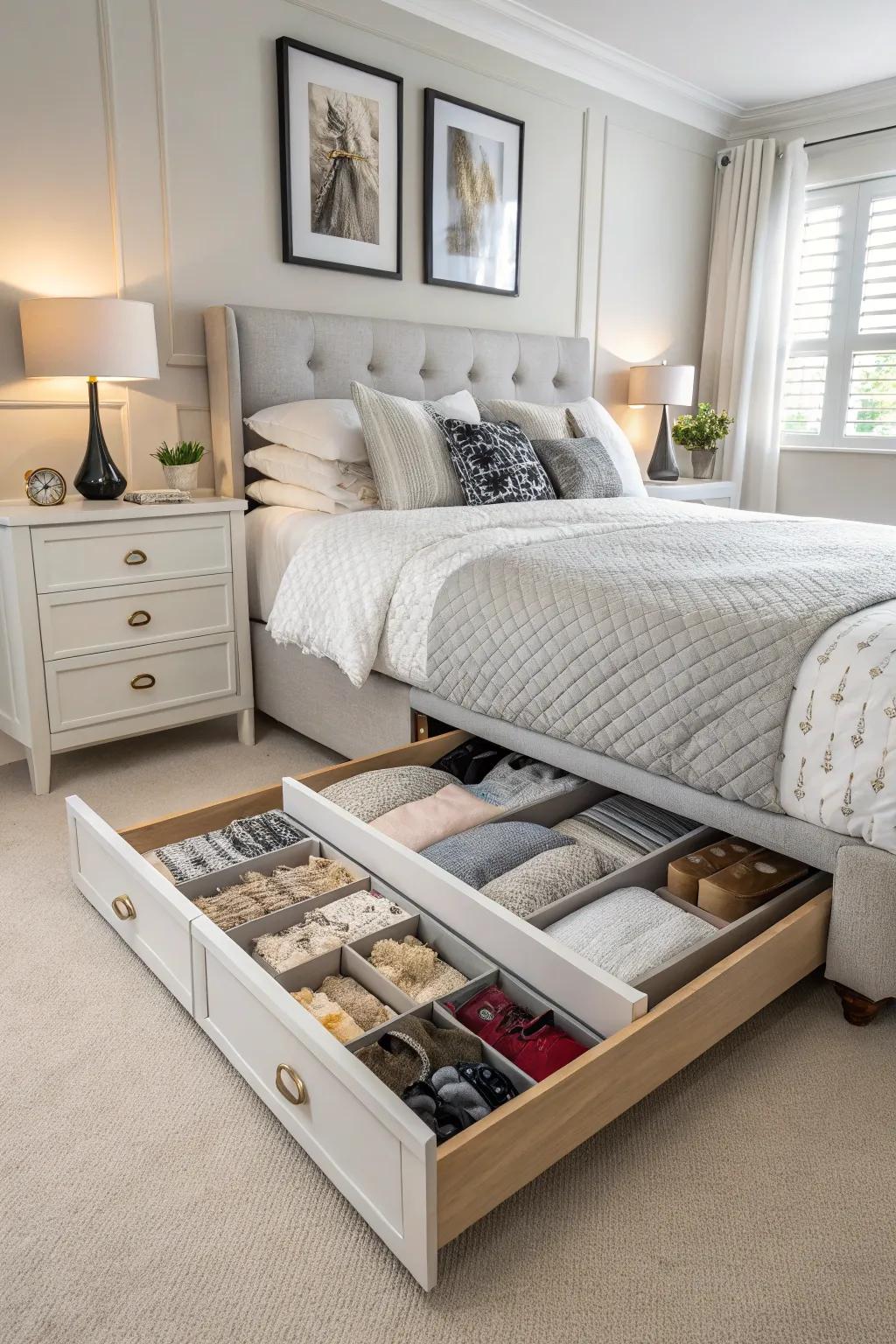 Smart storage solutions keep the space tidy and serene.
