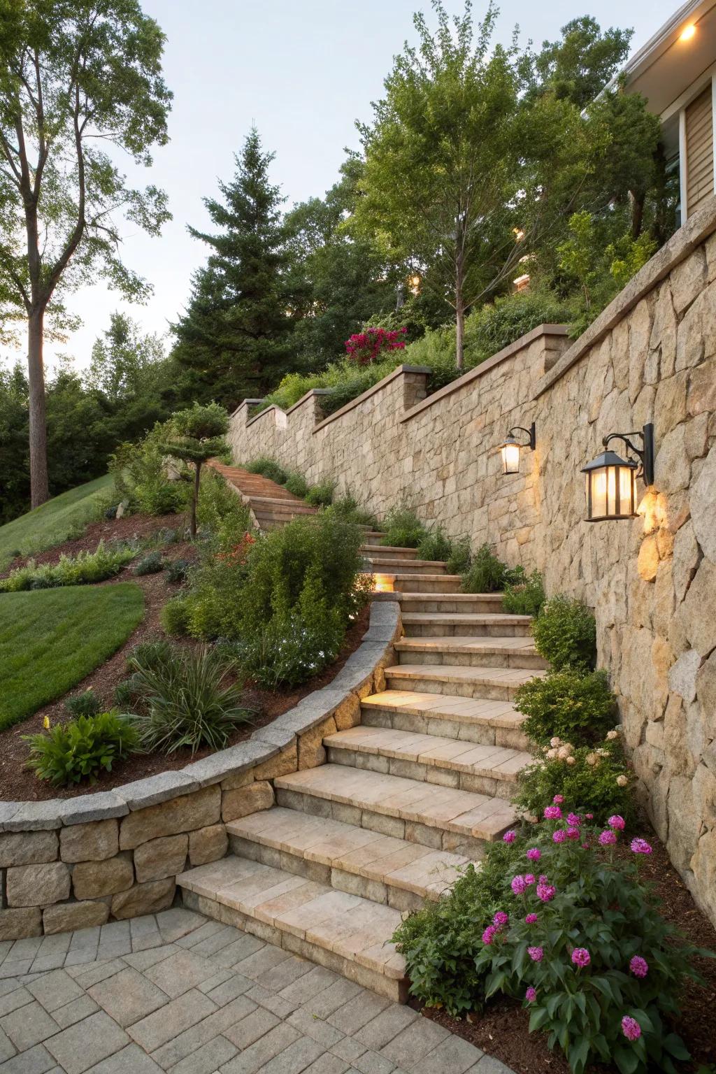 Integrated stairs offer both style and accessibility.