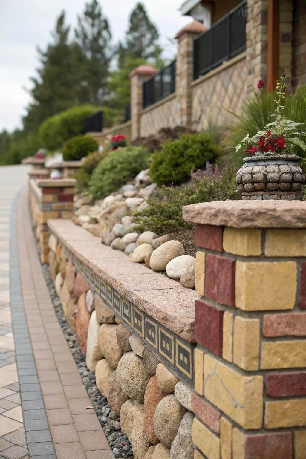 Decorative elements transform your retaining wall into a focal point.