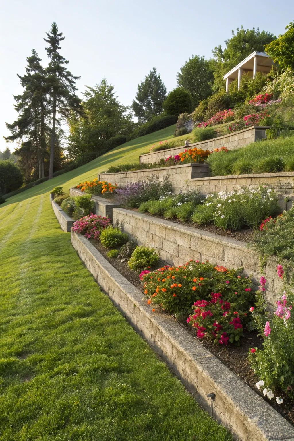 Retaining walls tame slopes with style and function.