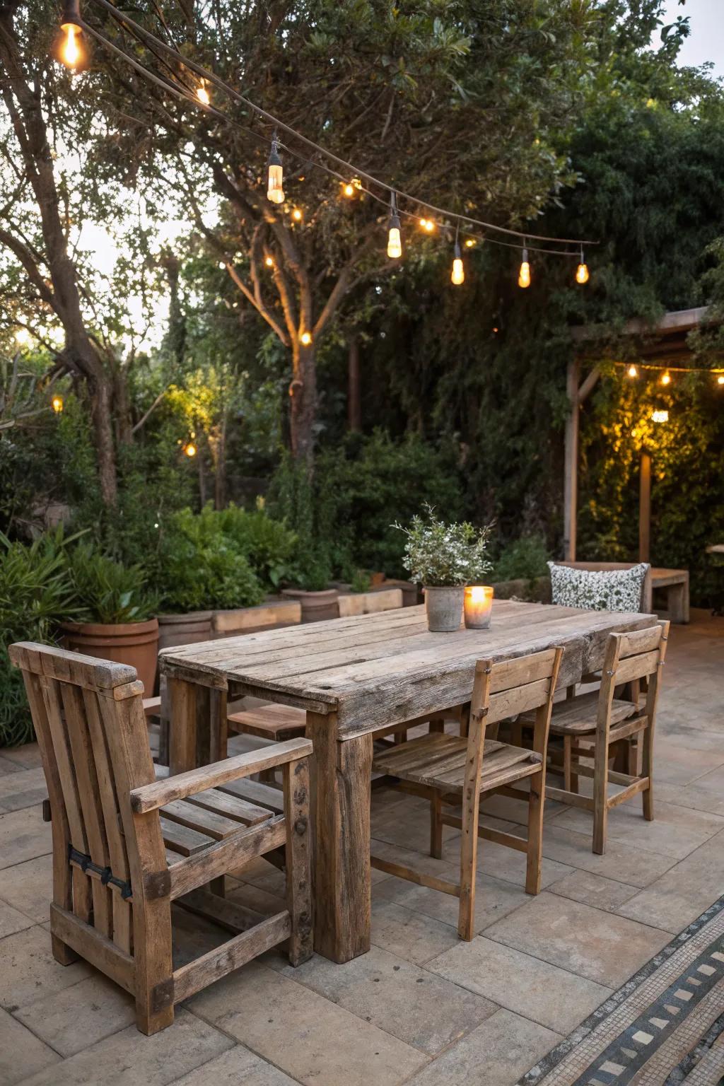 Eco-friendly materials bring sustainability to this patio.