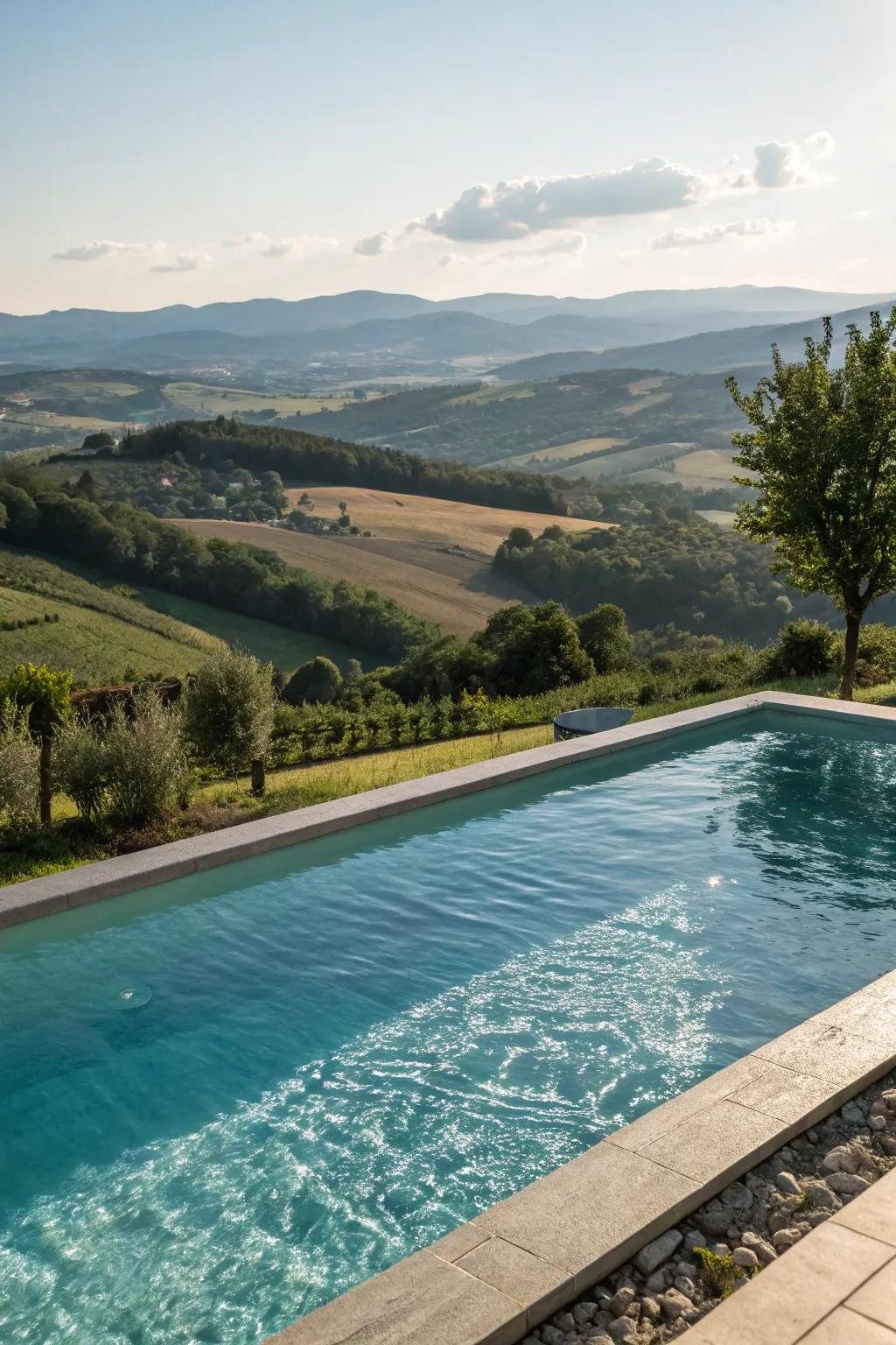 A pool designed to showcase stunning countryside vistas.