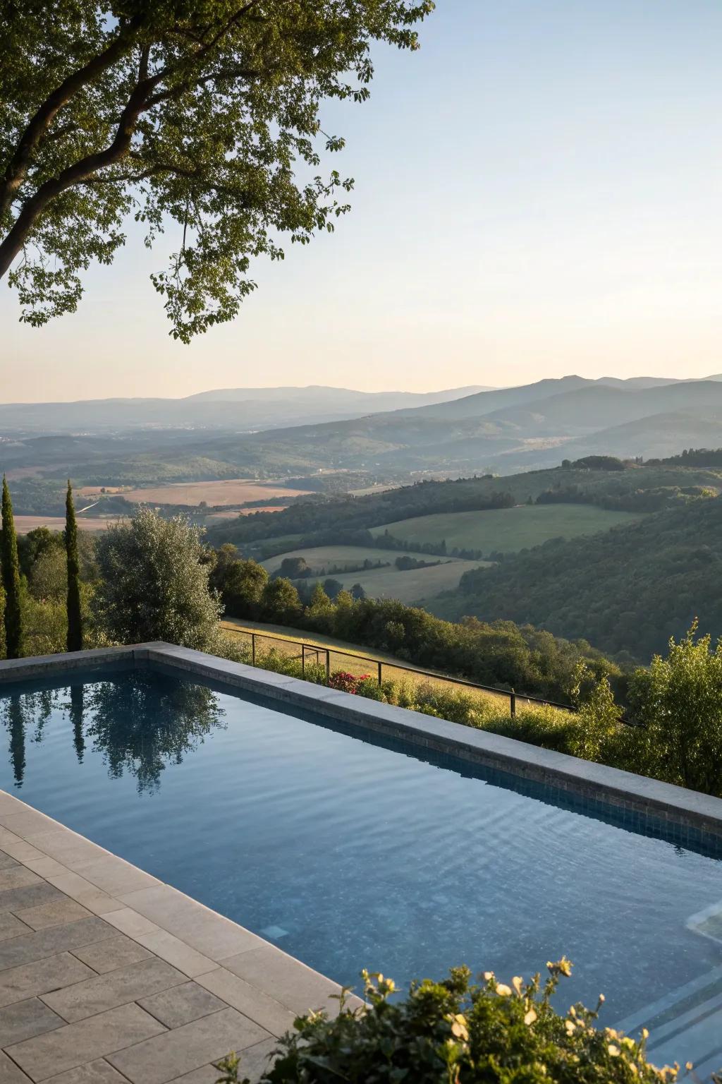 Infinity edge pool creating a seamless view into the countryside.
