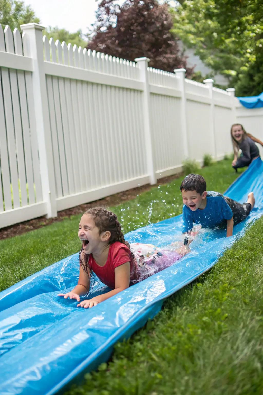 Sliding into fun with a DIY Slip 'N Slide in the backyard.