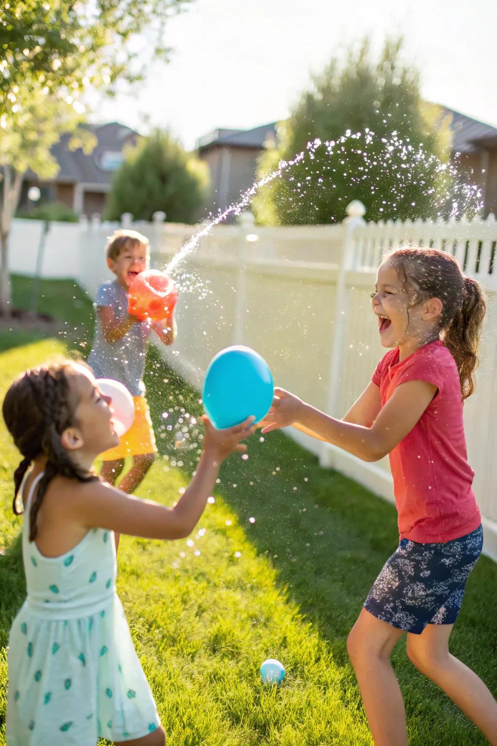 Cooling off with a fun-filled water balloon toss in the backyard.