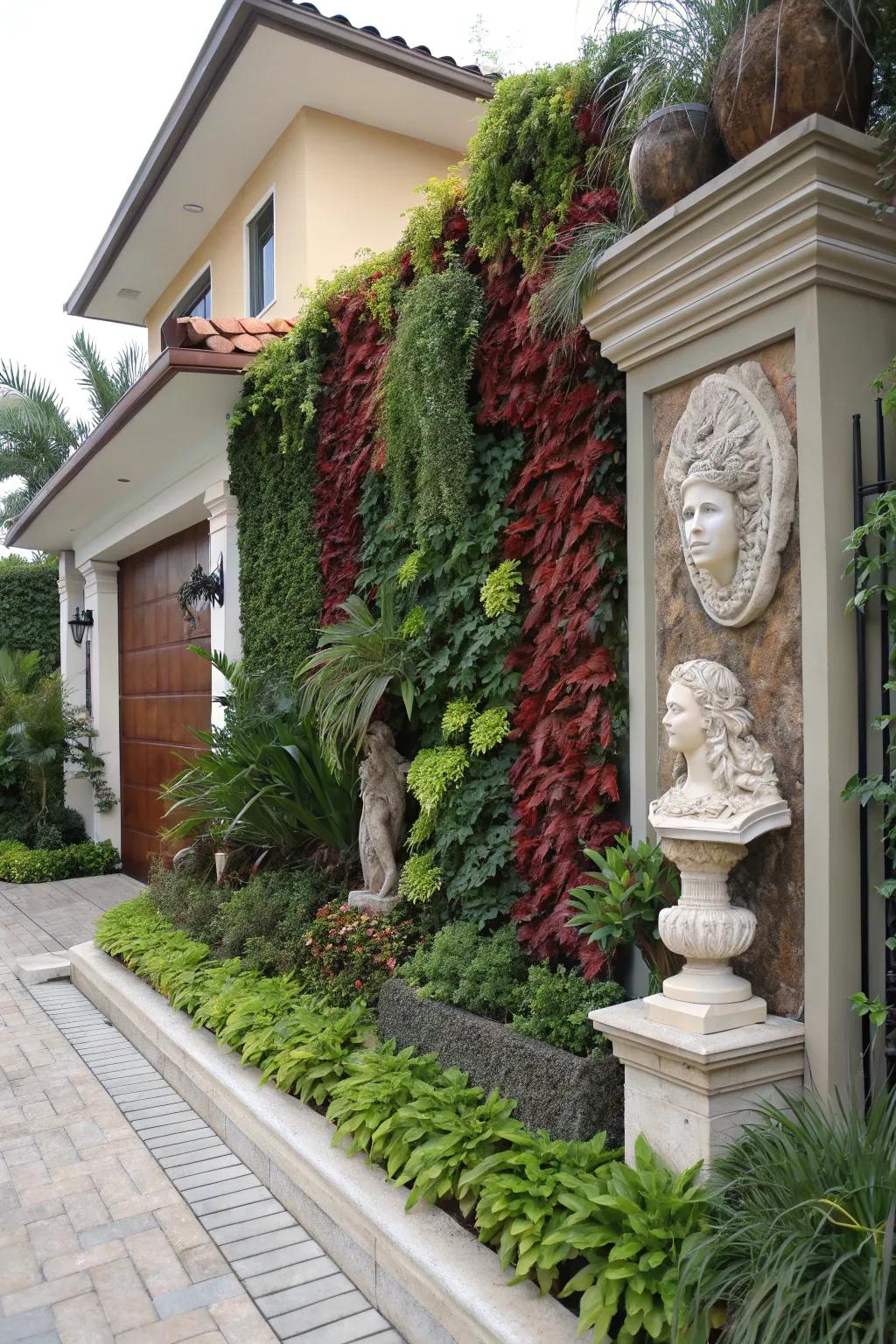 Vertical garden art maximizes space and adds a layered aesthetic to your garden.
