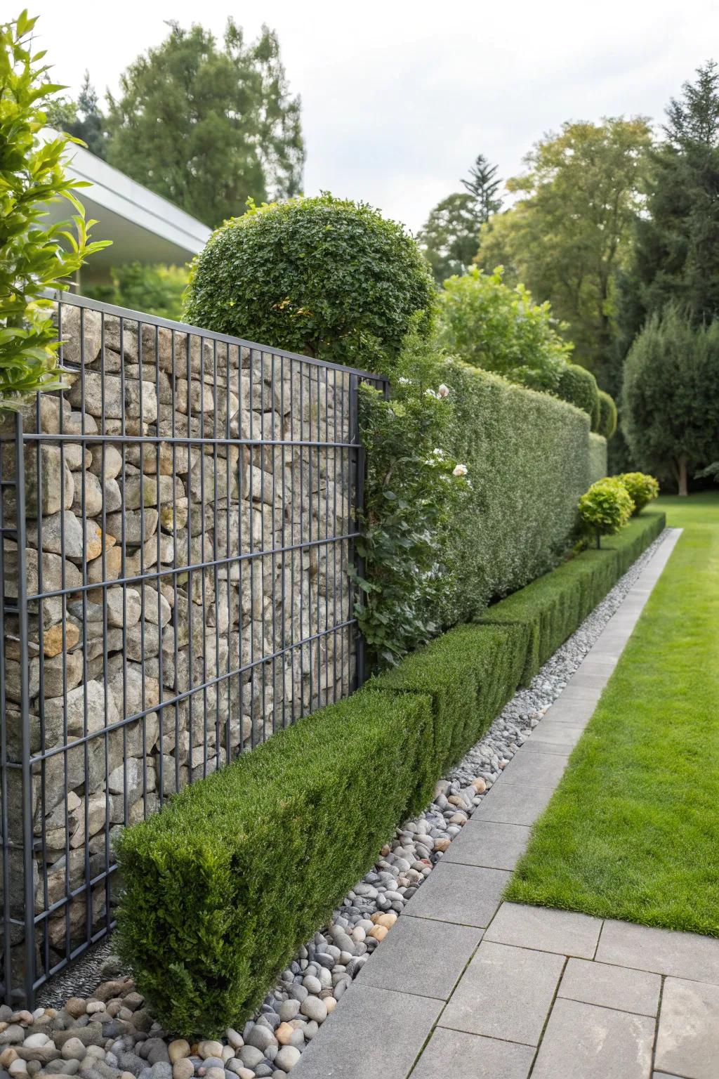 Gabion walls offer a strong, modern solution to wind protection.