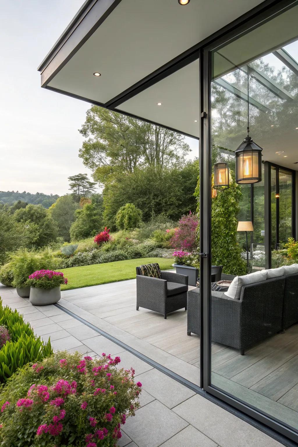 Glass panels are perfect for maintaining views while blocking wind.