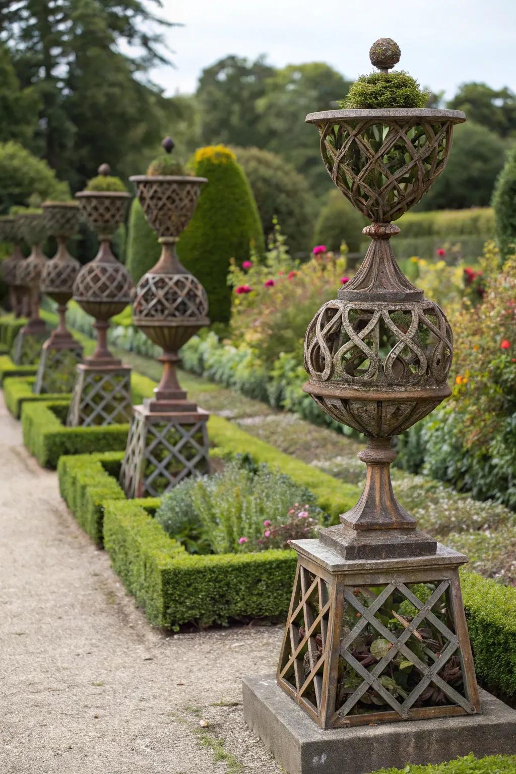 Artistic arrangement of cast iron plants for a unique look.