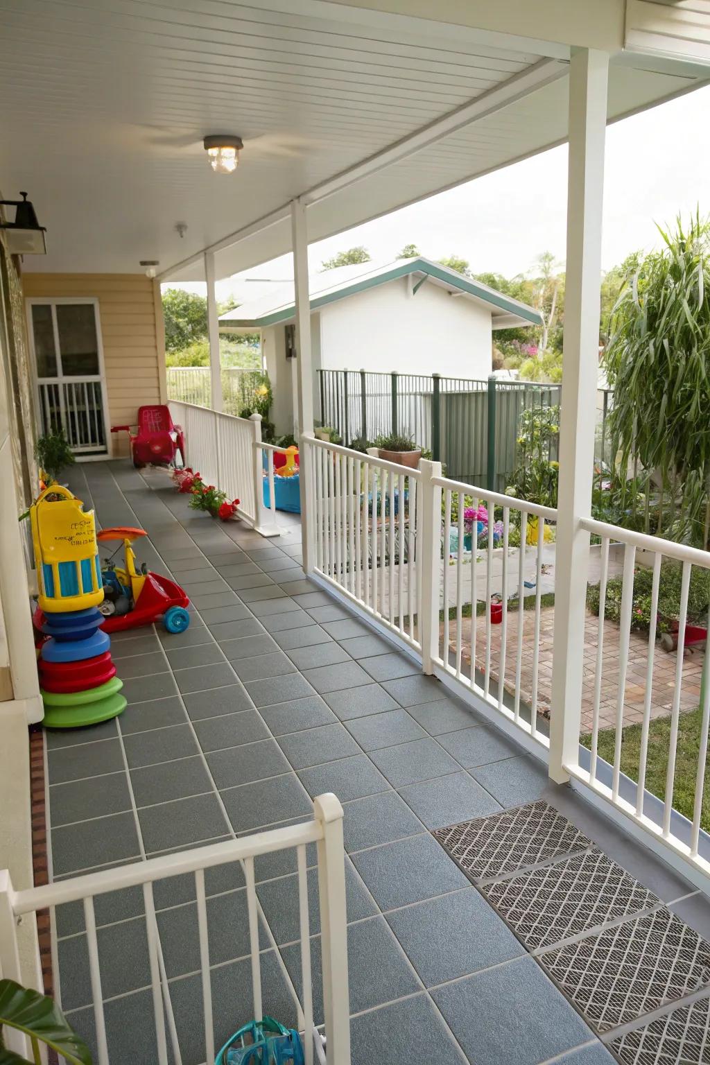 A safe and stylish porch with practical anti-slip tiles.