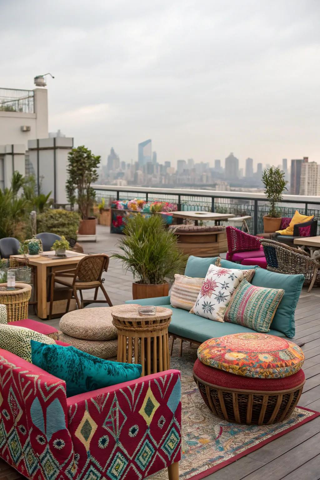 An eclectic rooftop space filled with personality and charm.