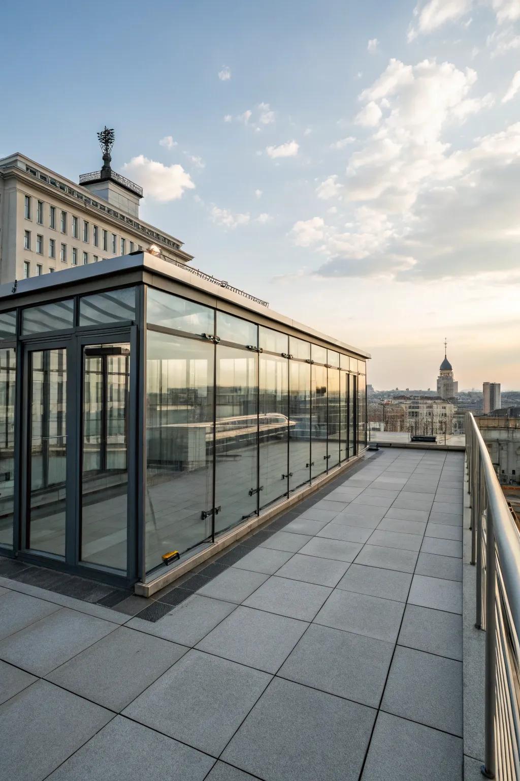 A sleek and modern rooftop design with minimalist elegance.