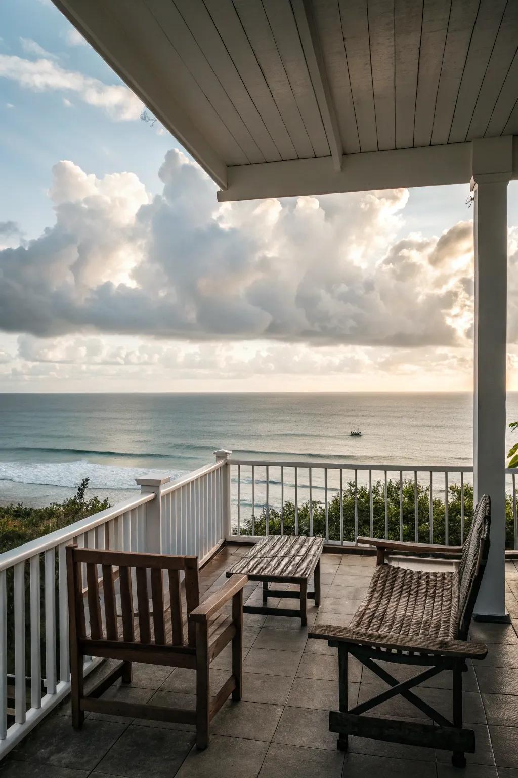 An ocean view becomes the centerpiece of your coastal porch.
