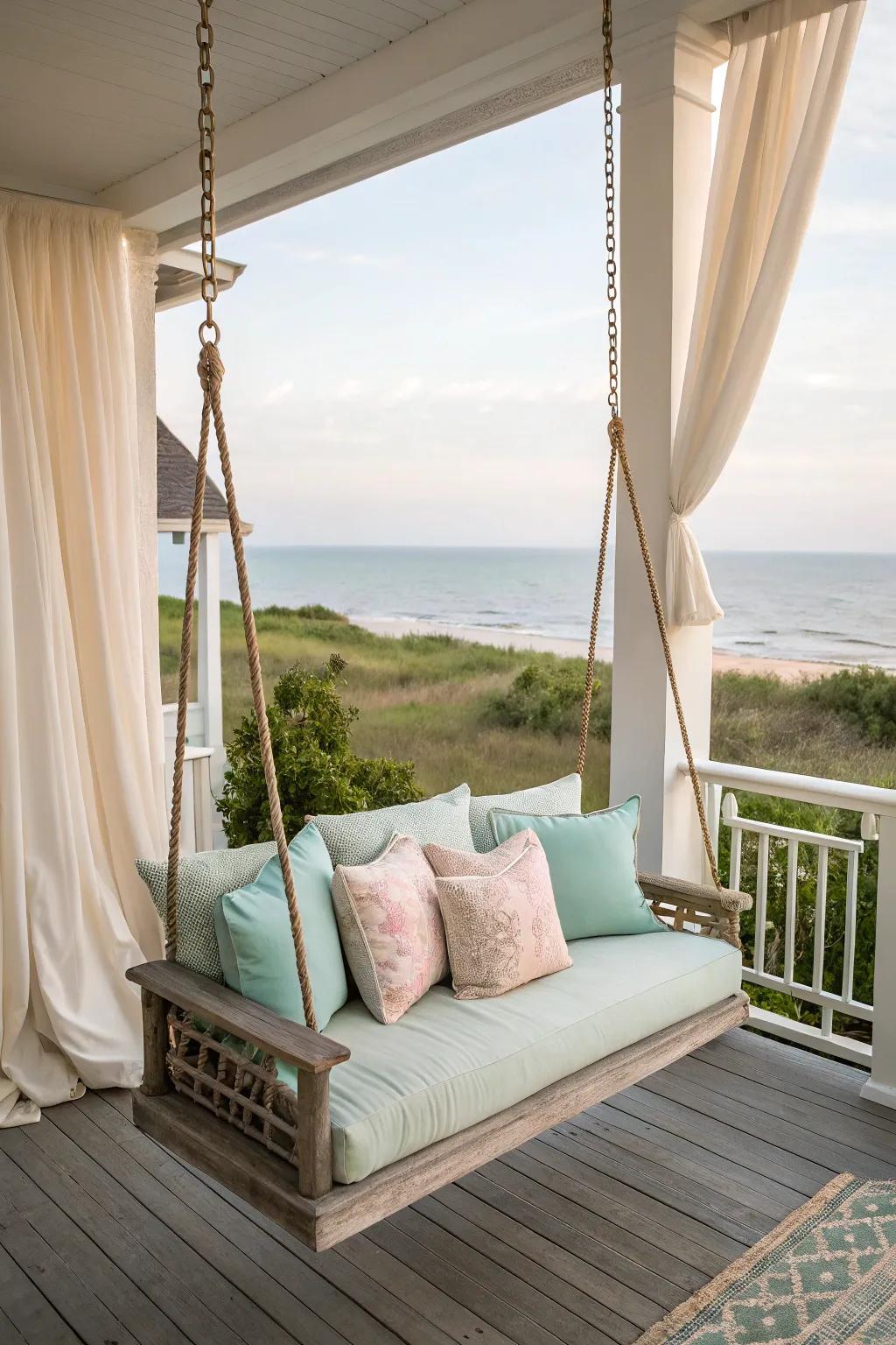A coastal swing offers relaxation with a view.